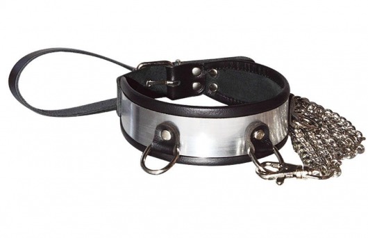 Стильный ошейник с металлическим блеском и поводком - Sitabella - купить с доставкой в Энгельсе