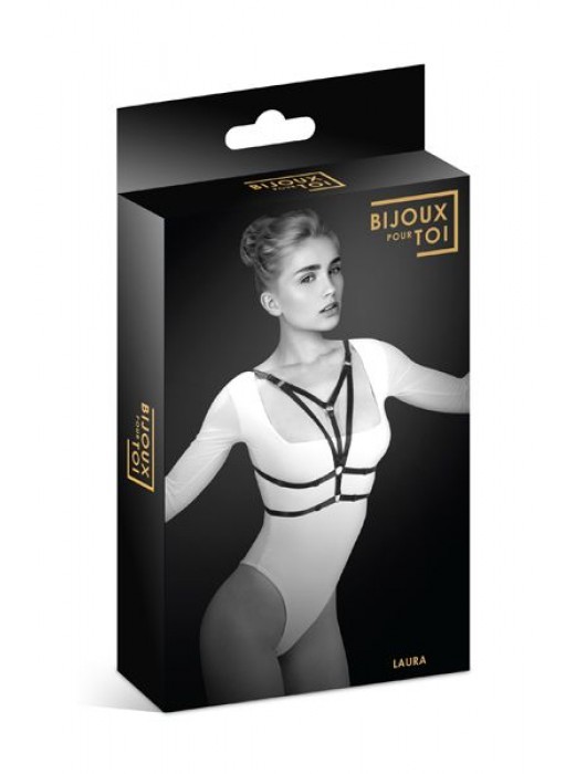 Черная упряжь на грудь Laura - Bijoux Pour Toi - купить с доставкой в Энгельсе