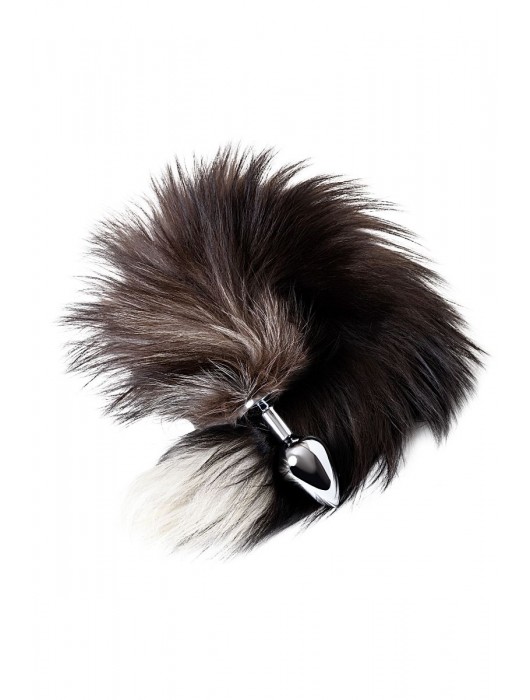 Серебристая металлическая анальная втулка с хвостом чернобурой лисы - размер S - ToyFa - купить с доставкой в Энгельсе