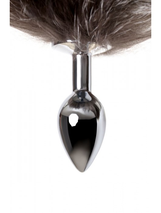 Серебристая металлическая анальная втулка с хвостом чернобурой лисы - размер S - ToyFa - купить с доставкой в Энгельсе