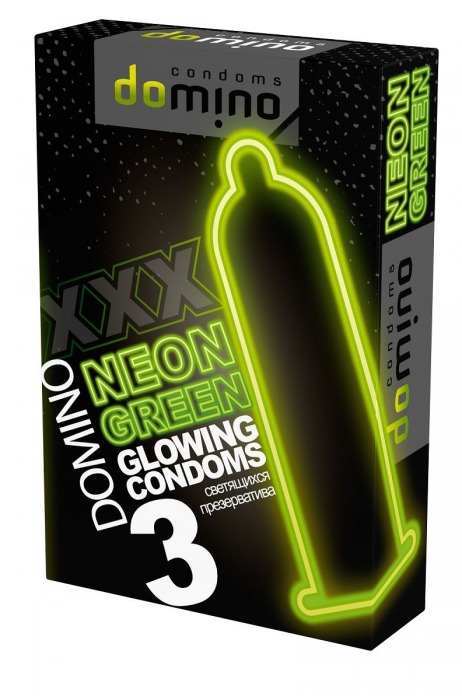 Презервативы DOMINO Neon Green со светящимся в темноте кончиком - 3 шт. - Domino - купить с доставкой в Энгельсе