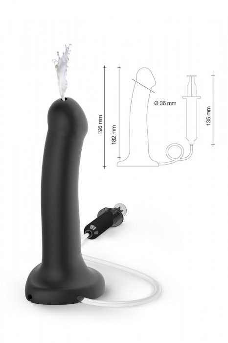 Черный фаллос с имитацией эякуляции Silicon Cum Dildo L - 19,6 см. - Strap-on-me - купить с доставкой в Энгельсе