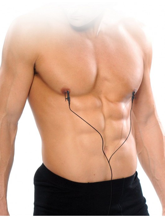 Черные электрические зажимы для сосков Shock Therapy Nipple Clamps - Pipedream - купить с доставкой в Энгельсе