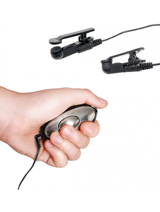 Черные электрические зажимы для сосков Shock Therapy Nipple Clamps - Pipedream - купить с доставкой в Энгельсе