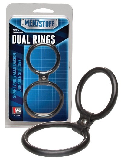 Чёрное двойное эрекционное кольцо Dual Rings Black - Dream Toys - в Энгельсе купить с доставкой