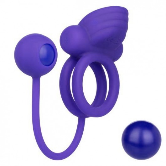 Фиолетовое эрекционное кольцо с утяжелителем Silicone Rechargeable Dual Rockin Rim Enhancer - California Exotic Novelties - в Энгельсе купить с доставкой