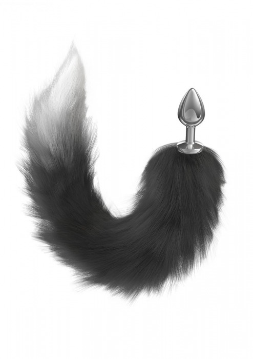 Серебристая анальная пробка с черным хвостом Galaxy - Lola Games - купить с доставкой в Энгельсе