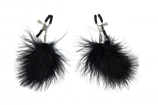 Зажимы на соски с черным пухом Euphoric - Lola Games - купить с доставкой в Энгельсе