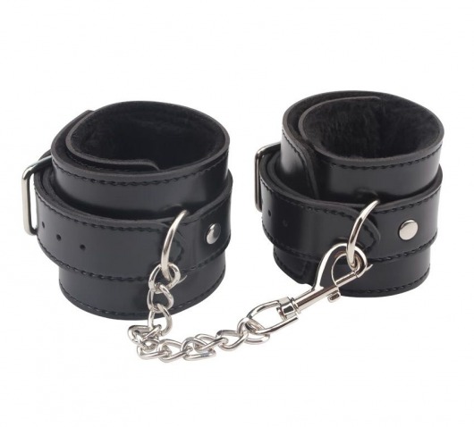 Черные оковы на ноги Obey Me Leather Ankle Cuffs - Chisa - купить с доставкой в Энгельсе