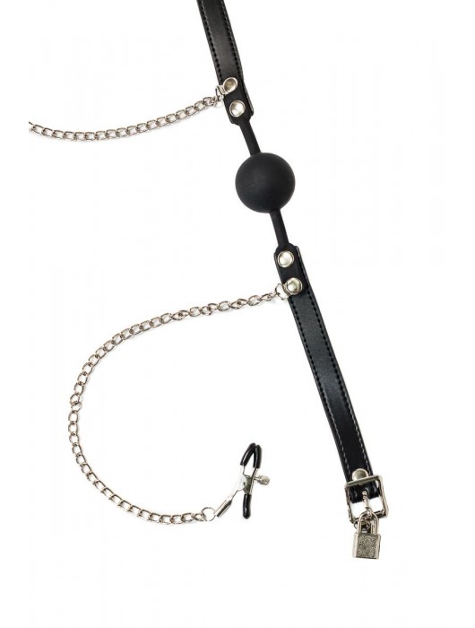 Силиконовый кляп-шар Hentai с зажимами на соски - Lola Games - купить с доставкой в Энгельсе