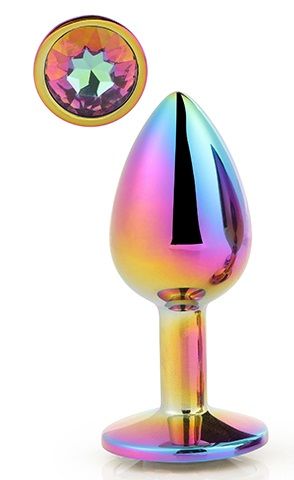 Голографическая анальная втулка с радужным кристаллом - 7,1 см. - Dream Toys - купить с доставкой в Энгельсе