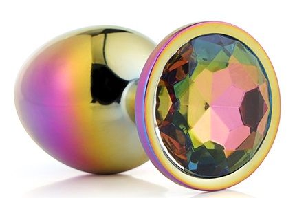 Голографическая анальная втулка с радужным кристаллом - 7,1 см. - Dream Toys - купить с доставкой в Энгельсе