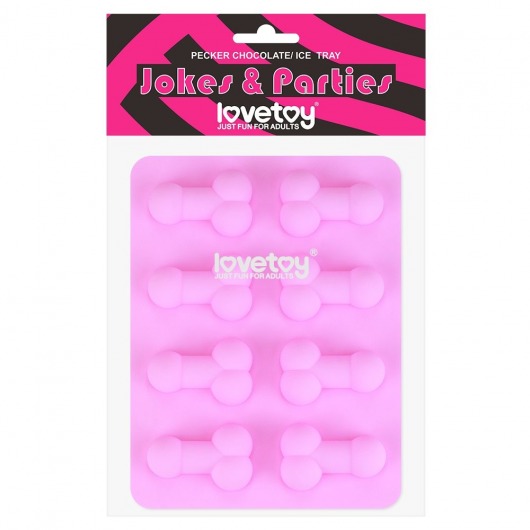 Розовая формочка для льда и шоколада Pecker Chocolate/Ice Tray - Lovetoy - купить с доставкой в Энгельсе