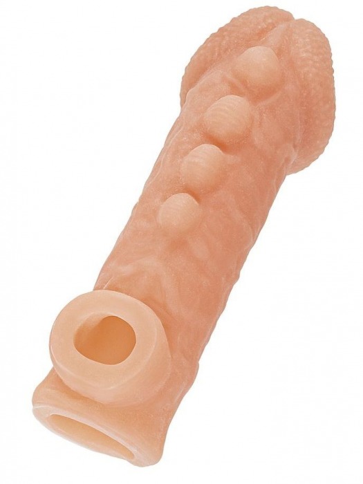 Телесная закрытая насадка с шишечками Cock Sleeve Size S - 13,8 см. - KOKOS - в Энгельсе купить с доставкой