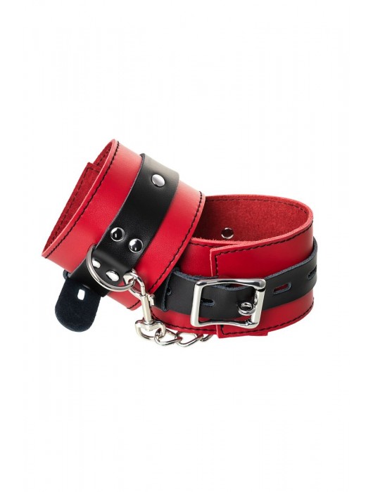 Красно-черные оковы на ноги из кожи - ToyFa - купить с доставкой в Энгельсе