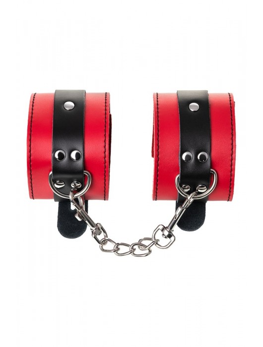 Красно-черные оковы на ноги из кожи - ToyFa - купить с доставкой в Энгельсе