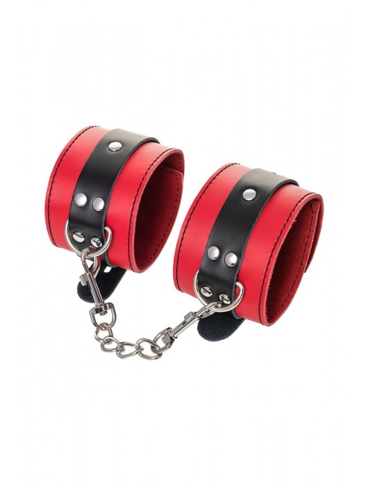 Красно-черные оковы на ноги из кожи - ToyFa - купить с доставкой в Энгельсе