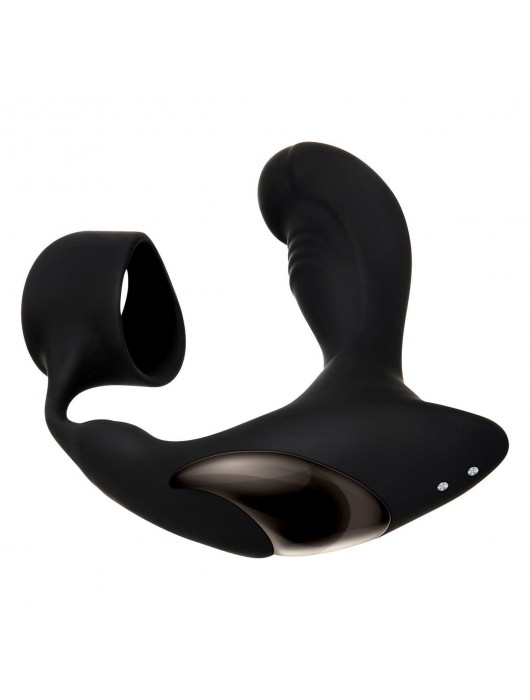 Черный вибромассажер простаты с эрекционным кольцом Strapped   Tapped - Zero Tolerance - в Энгельсе купить с доставкой