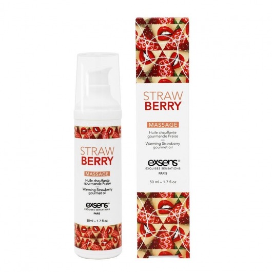 Разогревающее массажное масло  с ароматом клубники Gourmet Strawberry - 50 мл. - Exsens - купить с доставкой в Энгельсе