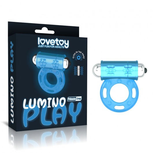 Голубое, светящееся в темноте эрекционное виброкольцо Lumino Play Vibrating Penis Ring - Lovetoy - в Энгельсе купить с доставкой