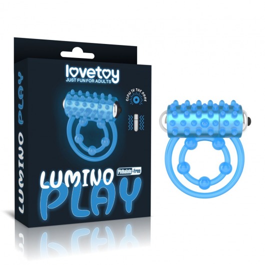 Голубое, светящееся в темноте виброкольцо Lumino Play Vibrating Penis Ring - Lovetoy - в Энгельсе купить с доставкой