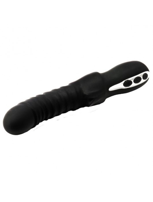 Черный изогнутый вибратор с ребрышками Typhon - 23 см. - Dream Toys