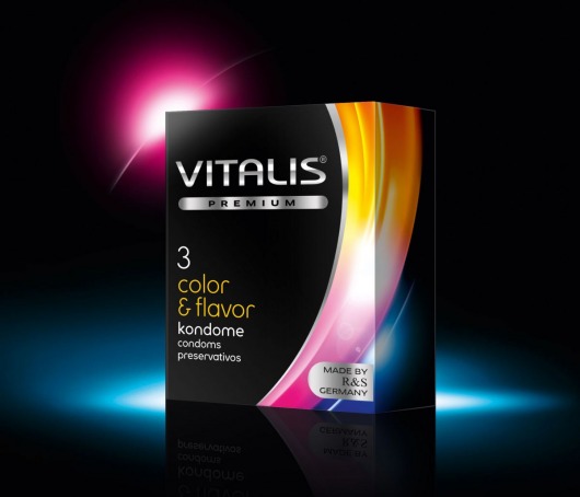 Цветные ароматизированные презервативы VITALIS PREMIUM color   flavor - 3 шт. - Vitalis - купить с доставкой в Энгельсе