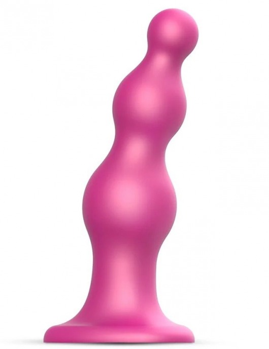 Розовая насадка Strap-On-Me Dildo Plug Beads size L - Strap-on-me - купить с доставкой в Энгельсе