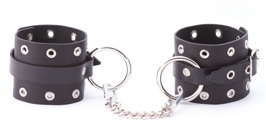 Черные кожаные оковы с люверсами - Crazy Handmade - купить с доставкой в Энгельсе