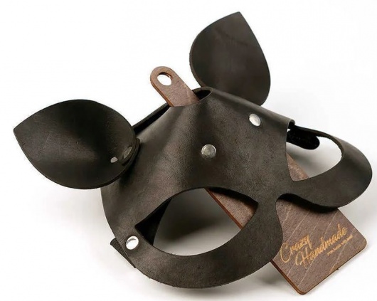 Черная кожаная маска  Кошка  с маленькими ушками - Crazy Handmade - купить с доставкой в Энгельсе