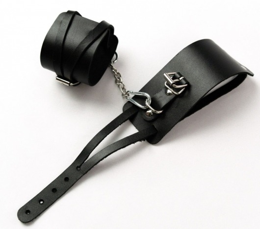 Черные кожаные оковы с креплением в виде веревочек - Crazy Handmade - купить с доставкой в Энгельсе