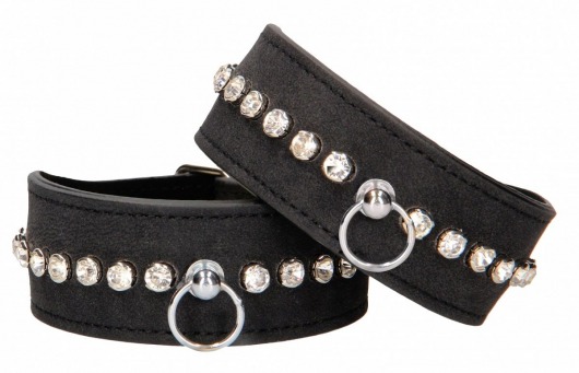 Черные поножи Diamond Studded Ankle Cuffs - Shots Media BV - купить с доставкой в Энгельсе