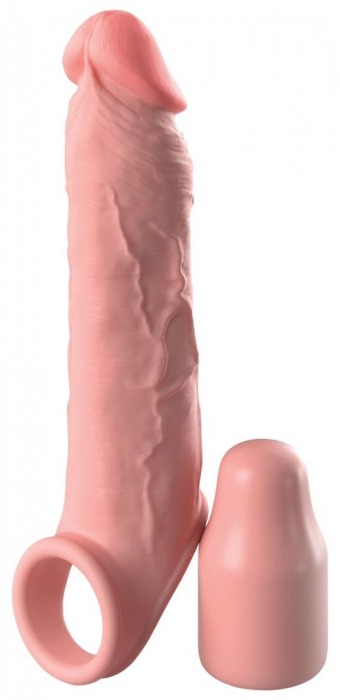 Телесная насадка-удлинитель 2 Inch Silicone X-tension with Strap - 20,3 см. - Pipedream - в Энгельсе купить с доставкой