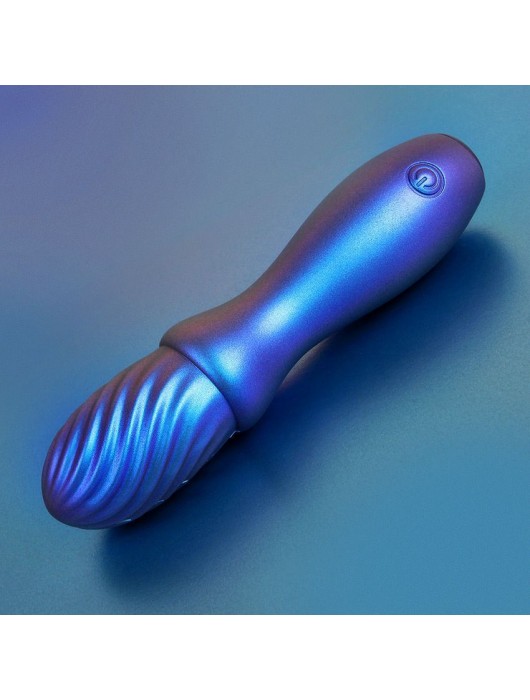 Синий вибромассажёр со спиралевидным рельефом - 14 см. - DAISY