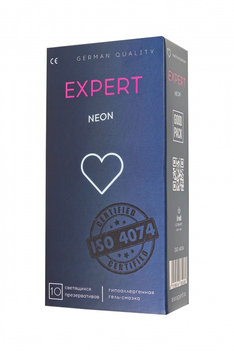 Светящиеся в темноте презервативы EXPERT Neon - 10 шт. - Expert - купить с доставкой в Энгельсе