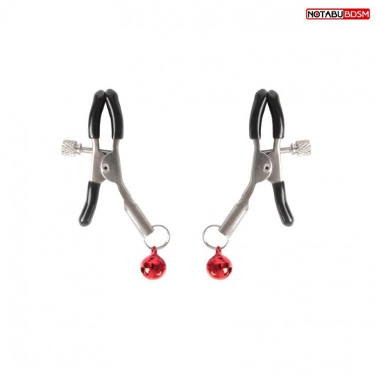 Серебристые зажимы на соски с шариками - Notabu - купить с доставкой в Энгельсе