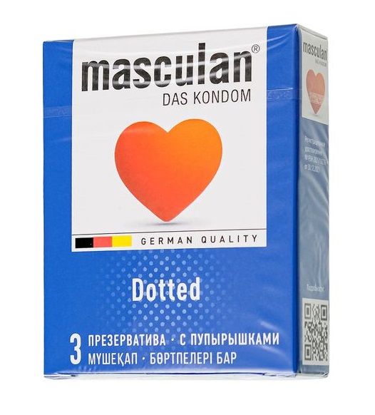 Презервативы с пупырышками Masculan Dotted - 3 шт. - Masculan - купить с доставкой в Энгельсе