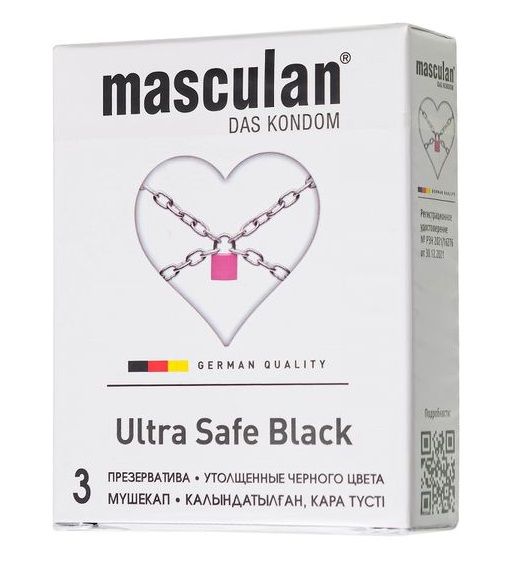 Ультрапрочные презервативы Masculan Ultra Safe Black - 3 шт. - Masculan - купить с доставкой в Энгельсе