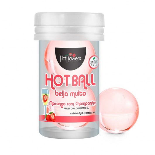 Лубрикант на масляной основе Hot Ball Beija Muito с ароматом клубники и шампанского (2 шарика по 3 гр.) - HotFlowers - купить с доставкой в Энгельсе