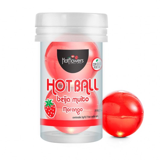 Лубрикант на масляной основе Hot Ball Beija Muito с ароматом клубники (2 шарика по 3 гр.) - HotFlowers - купить с доставкой в Энгельсе