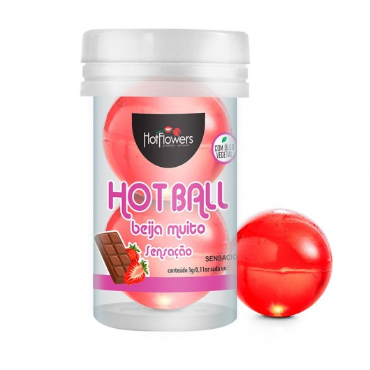 Лубрикант на масляной основе Hot Ball Beija Muito с ароматом шоколада и клубники (2 шарика по 3 гр.) - HotFlowers - купить с доставкой в Энгельсе