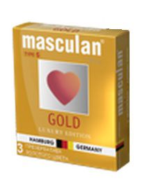 Презервативы Masculan Ultra Gold с золотым напылением и ароматом ванили - 3 шт. - Masculan - купить с доставкой в Энгельсе