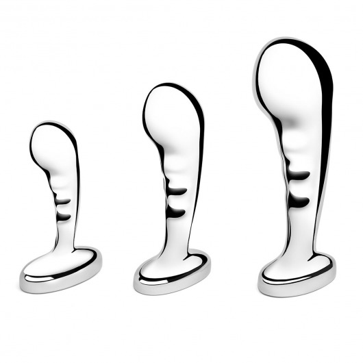 Набор из 3 стальных стимуляторов простаты Stainless Steel P-spot Training Set - b-Vibe - в Энгельсе купить с доставкой