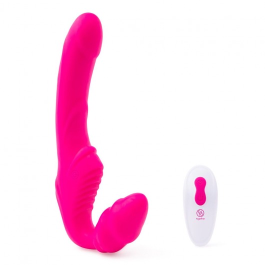 Розовый безремневой страпон на радиоуправлении Strapless Together - 22 см. - Together Toy - купить с доставкой в Энгельсе
