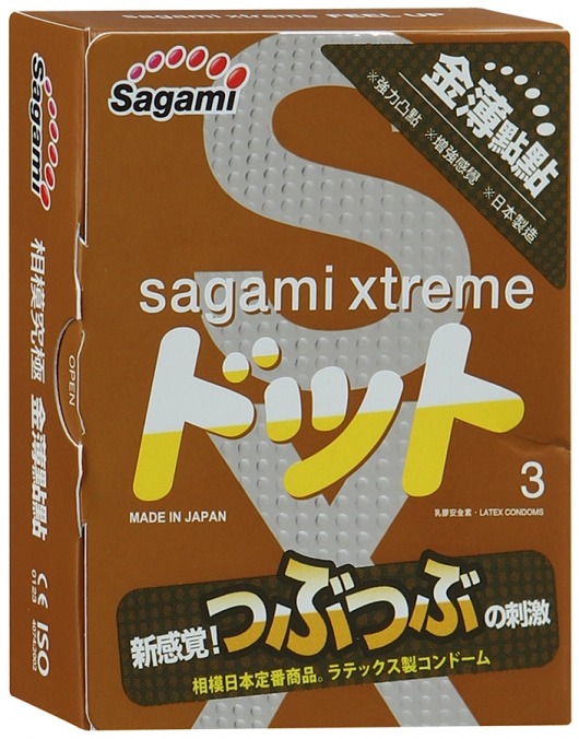 Презервативы Sagami Xtreme FEEL UP с точечной текстурой и линиями прилегания - 3 шт. - Sagami - купить с доставкой в Энгельсе