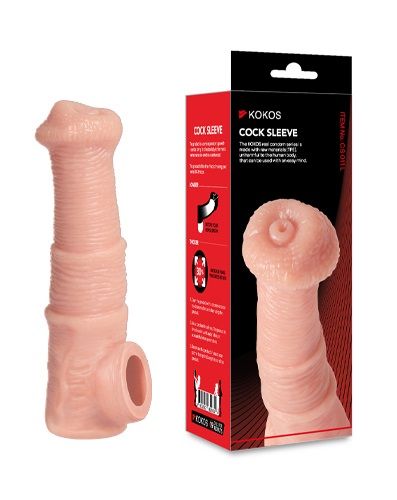 Телесная фантазийная насадка на член Cock Sleeve Size M - KOKOS - в Энгельсе купить с доставкой