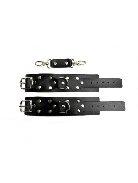 Черные кожаные наручники Sex Game - БДСМ Арсенал - купить с доставкой в Энгельсе