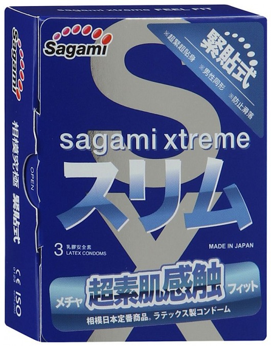 Розовые презервативы Sagami Xtreme FEEL FIT 3D - 3 шт. - Sagami - купить с доставкой в Энгельсе