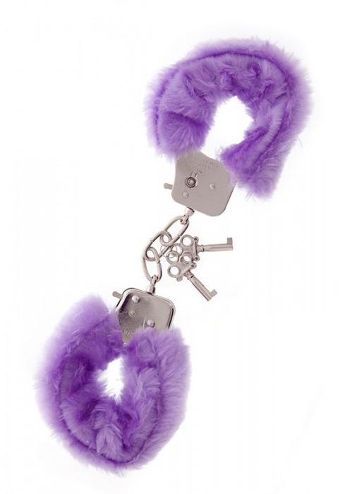 Фиолетовые меховые наручники METAL HANDCUFF WITH PLUSH LAVENDER - Dream Toys - купить с доставкой в Энгельсе