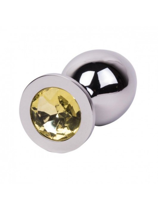 Большой стальной плаг с желтым кристаллом Sweet Lemon - 9,5 см. - Erotic Fantasy - купить с доставкой в Энгельсе